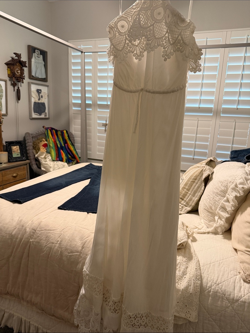 Lovers + Friends Cream Crochet-Trim Maxi Dress